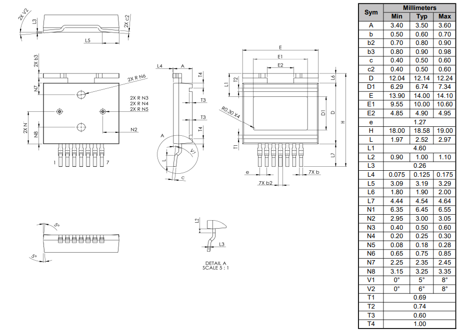 Mechanical Drawing - SemiQ GEN3 1200V SiC MOSFET Discrete Devices